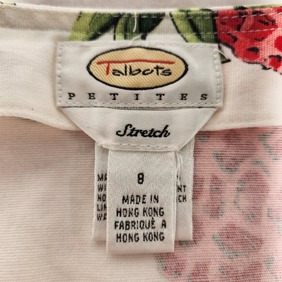 TALBOTS Stretch Preppy Ivory Tropical Pineapple Skirt Size Petites 8 LIKE NEW! - Picture 12 of 16